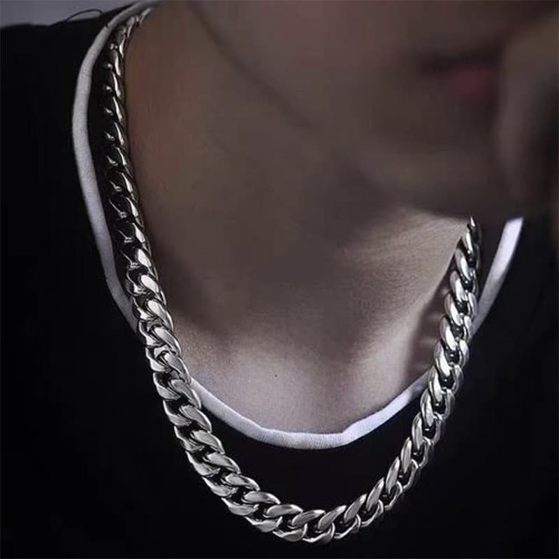 Titanium Steel Cuban Chain Hip Hop Stainless Steel NK Thick Chain Necklace Fashion Male And Female Hiphop Accessories Plain Chain No Pendant