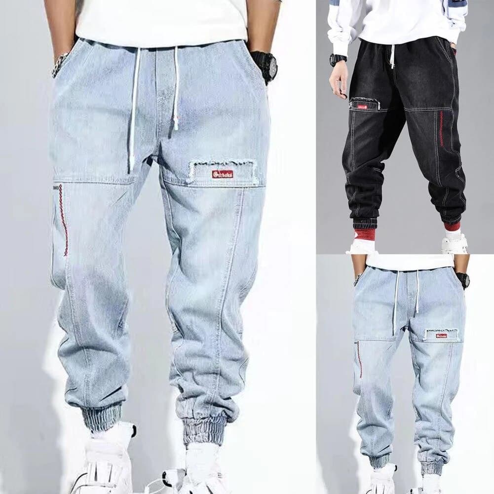 Pantalon Sarouel Pour Homme, Jean Solide, Décontracté, Étudiant, FjPockets, Document 03/Wear