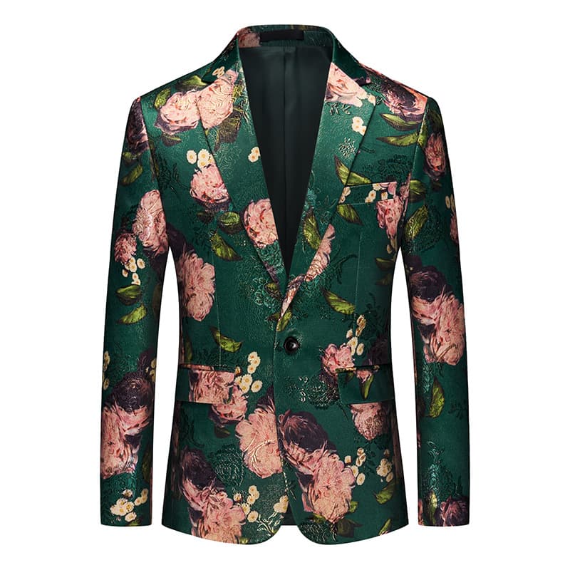 Men's Business Casual Printed Suit One Button Large Size Suit Dress Performance Clothing Ready in Stock