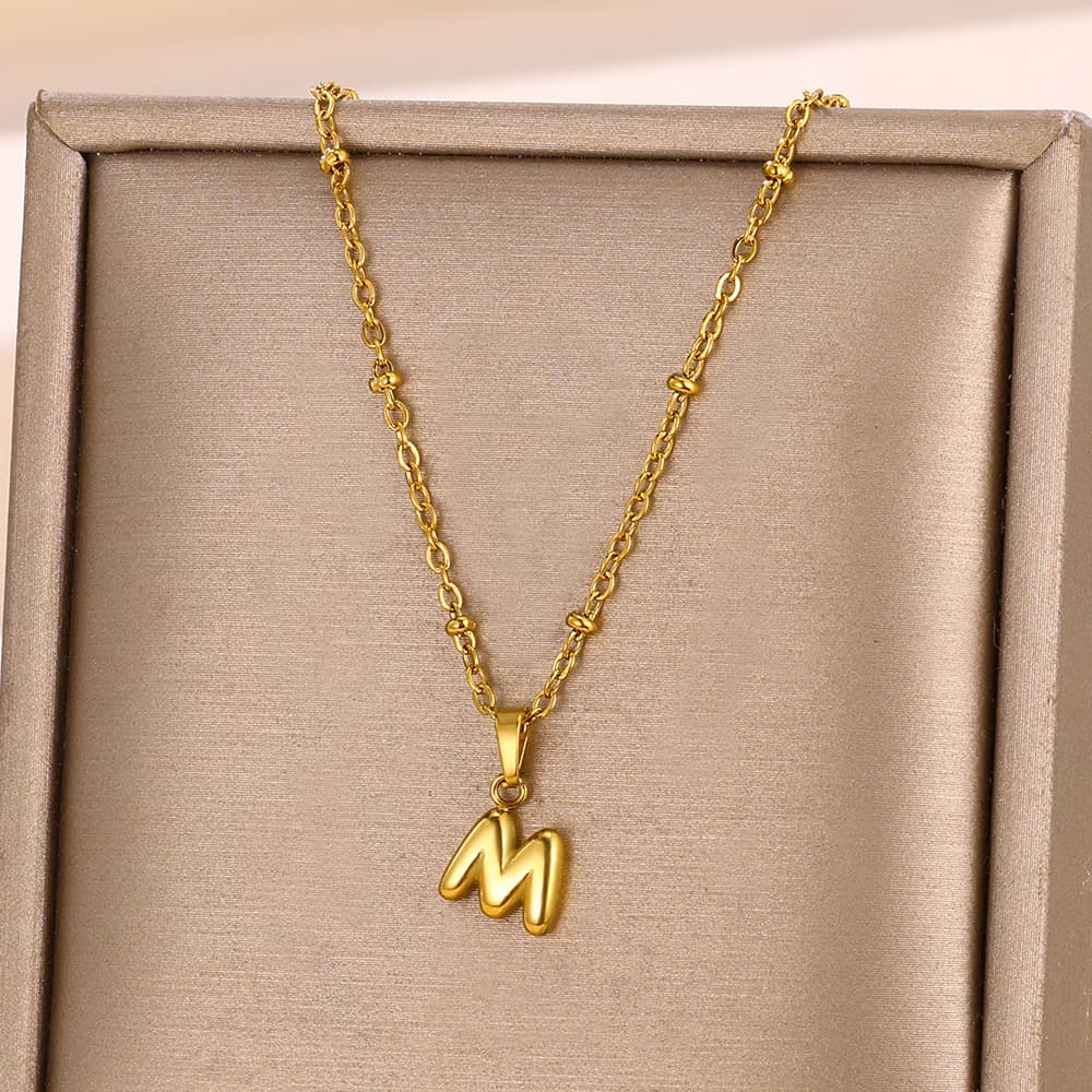 Fashion Simple Temperament Hot Jewelry Accessories Stainless Steel Plated Gold Mini Bubble Letter Pendant