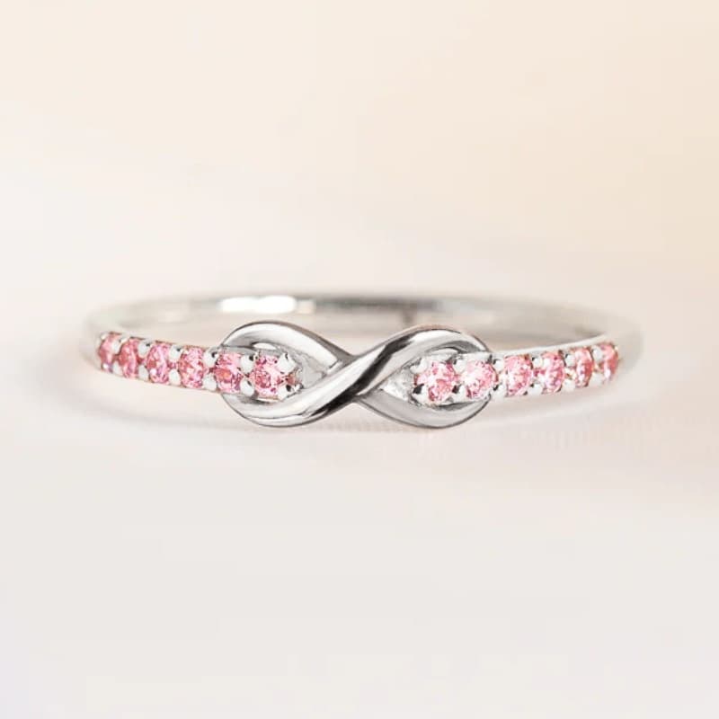 Hot sales Huitan Eternity Infinity Shape Women with Pink Cubic Zirconia Romantic Proposal Engagement Rings Gift Wedding Love