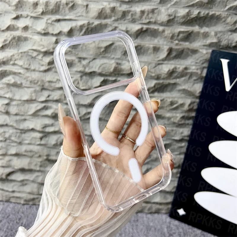Compatible avec l'iPhone 18 Pro Max, coque magnétique transparente en silicone acrylique 17 pouces, couleur unie, effet peau.