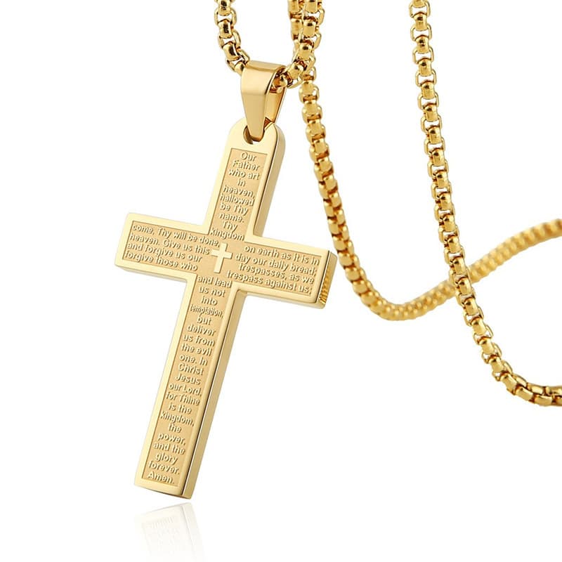 Women's Jewelry Stainless Steel Cross Scripture Neutral Style Hip Hop Pendant Necklace