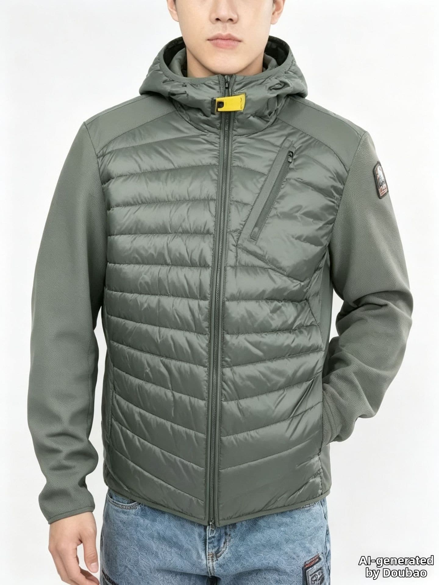 Doudoune légère pour homme, style européen/américain, à capuche, patchwork, maille matelassée, manteau fin 2026