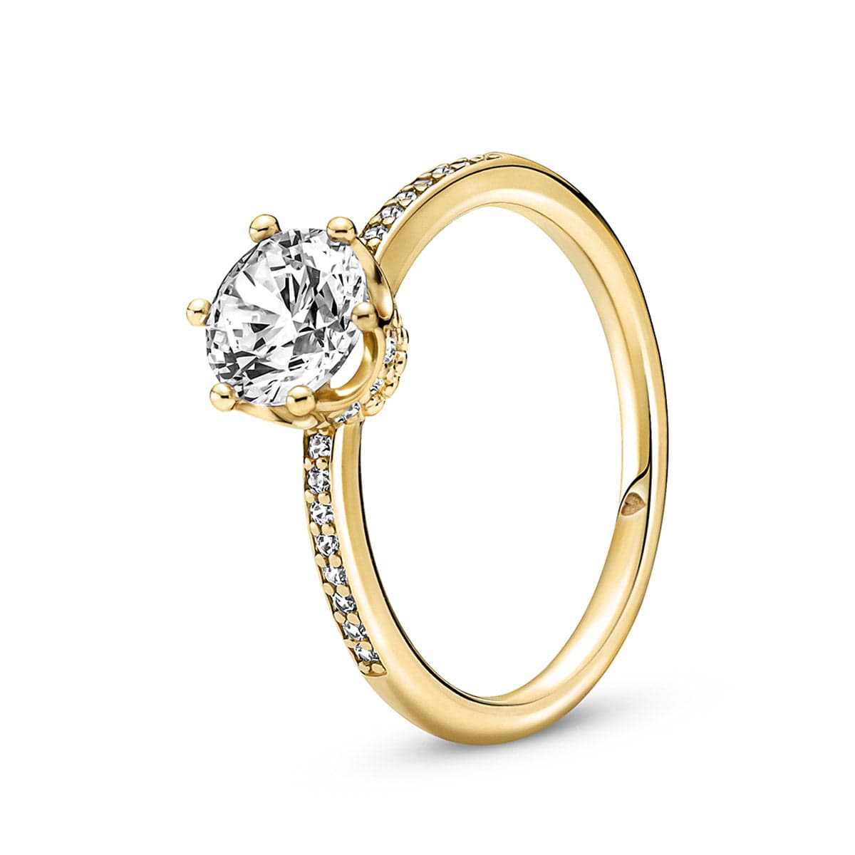 Clear Sparkling Crown Solitaire Ring