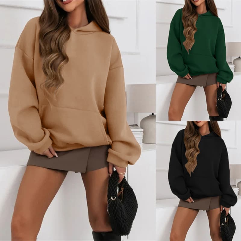 Women's clothing solid color hoodies daily sweatshirts