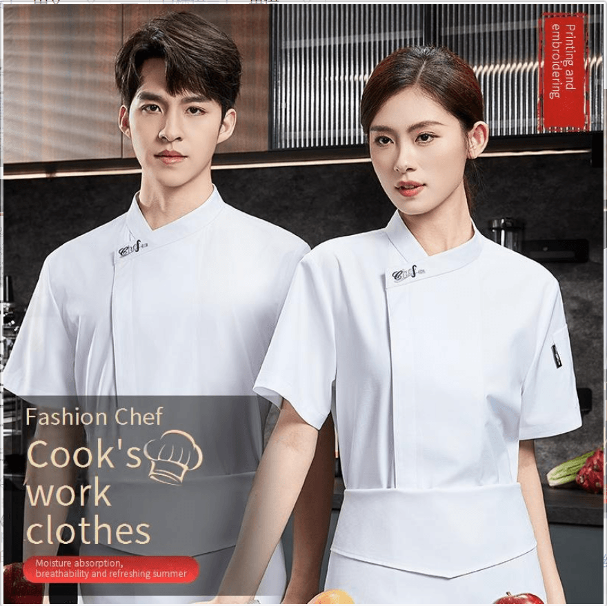 Men's Clothing Chef Work Clothes Short Sleeve Summer Thin Breathable Catering Fast Food Restaurant Hot Pot Restaurant Hotel Back Kitchen Fashionable