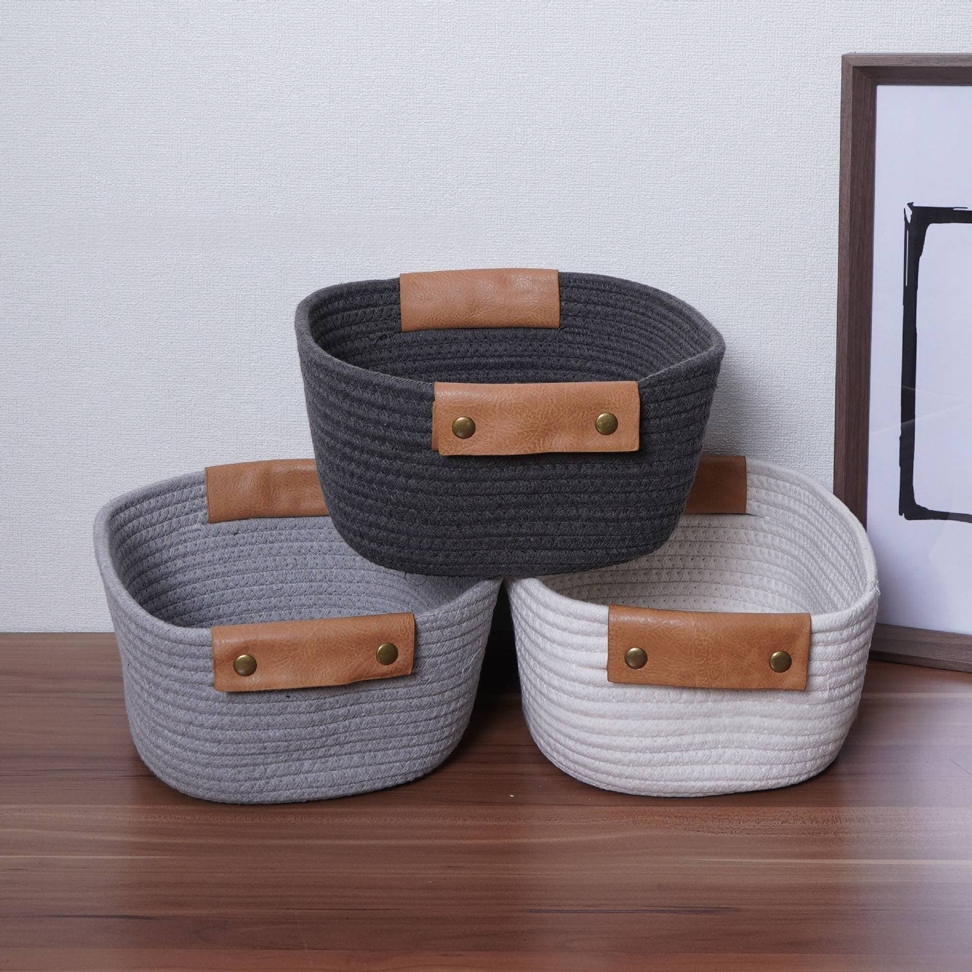 Handwoven Cotton Rope Storage Basket - Multi-Purpose Organizer For Books, Toys & Clothes
