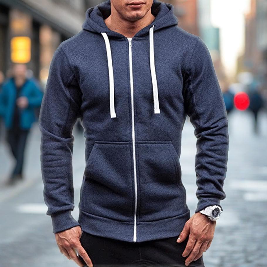 Sweat à capuche zippé décontracté pour homme, coupe confortable – Pull léger pour le printemps et l'automne – Disponible en plusieurs couleurs et tailles (M-3XL)