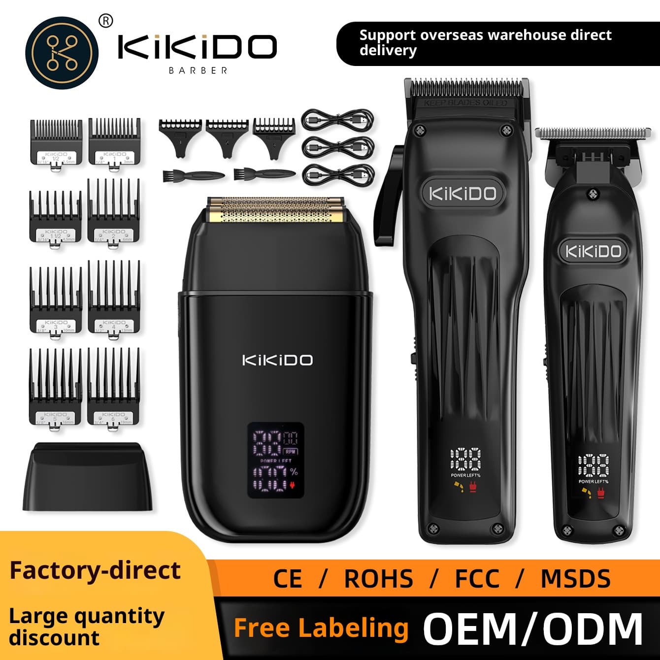 Professional Barber Clipper Kit – Cordless USB Rechargeable Hair Trimmer With Ceramic Blade, Detachable & Washable, Adjustable Speed
