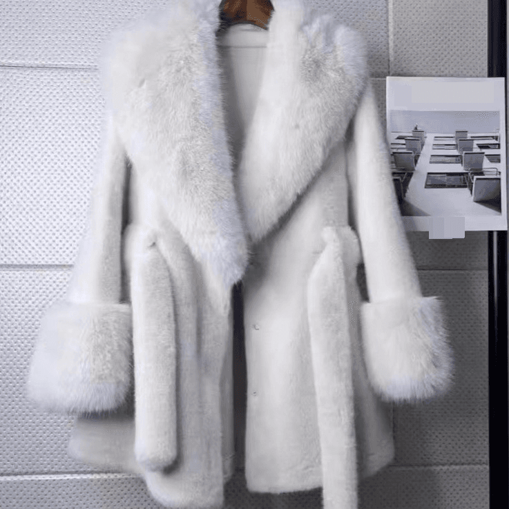 Women's Clothing new large fur collar long slim coat environmentally friendly fur plush coat high grade fur