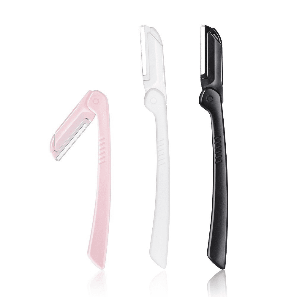Black Eyebrow Razor Stainless Steel Blades Foldable Precise Trimmer For Eyebrows Facial Hair