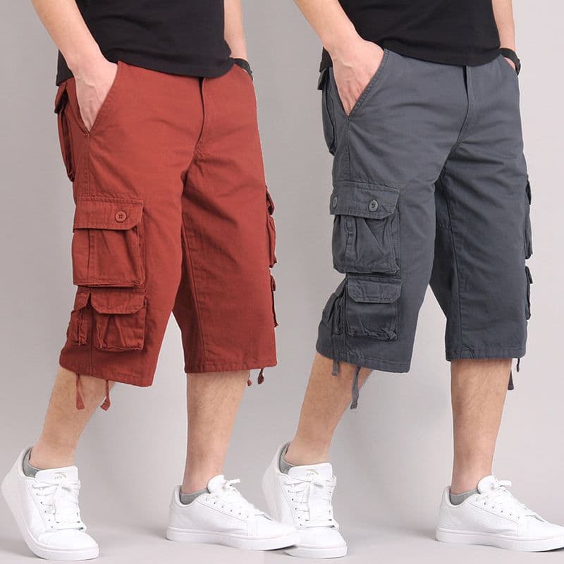 Men's Clothing Summer men's multi pocket casual shorts cropped trousers youth workwear shorts pure cotton loose breeches thin shorts
