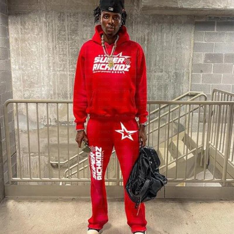 Sweat à capuche imprimé étoiles pour hommes et femmes, style hip-hop européen et américain, veste ample