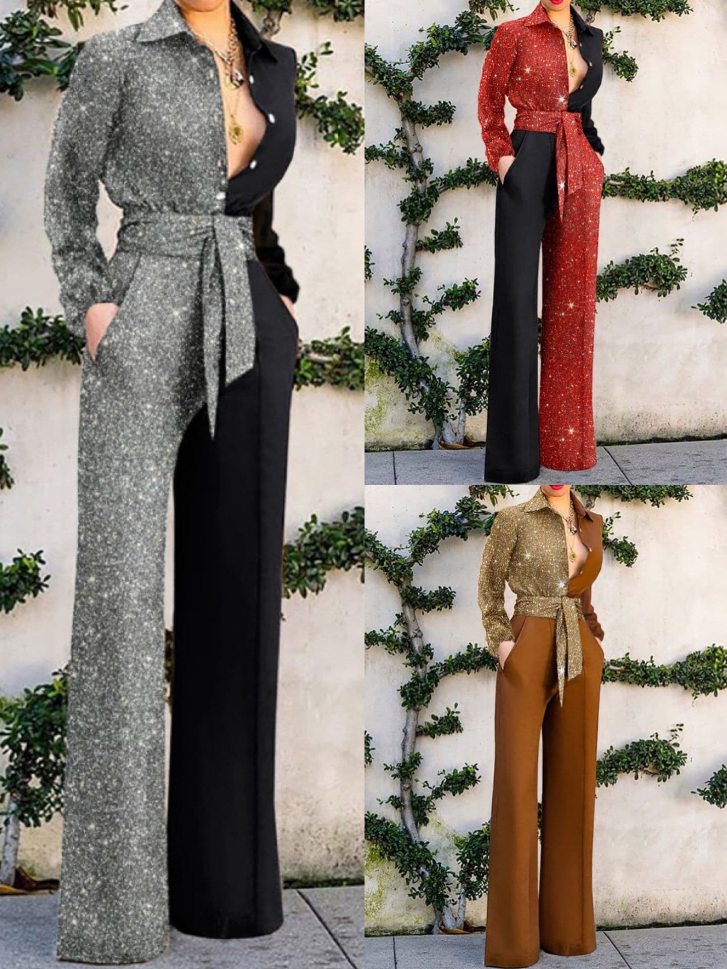 Women's clothing v-neck leisure jumpsuits