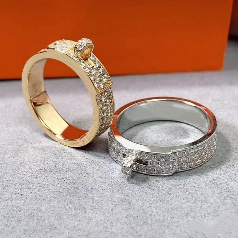 High End Lock Buckle Ring Full Of Stars, Couple Ring Plated With Rose Gold, Full Of Diamonds, Light Luxury Ring