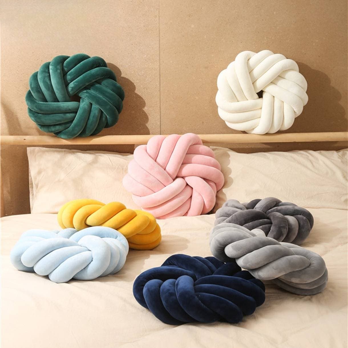 Nordic Handwoven Braided Pillow - Round Boho Cushion For Sofa & Bed Back Support (Decorative Seat Pad)​