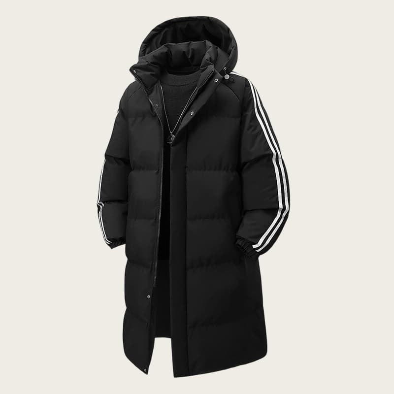 ​Men's Hooded Longline Winter Coat Lightweight Polyester Jacket With Pockets For Casual Wear​