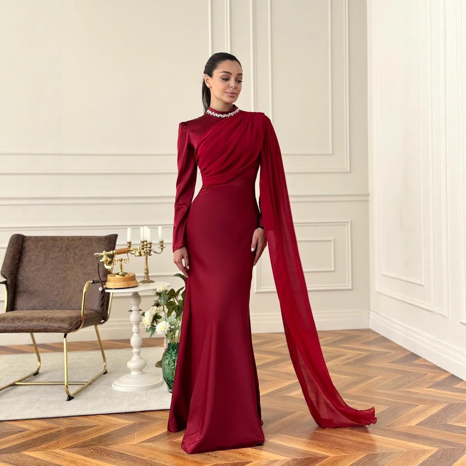 Women's Clothing Autumn New Fashion Velvet High End Solid Color Dress Suit For Women