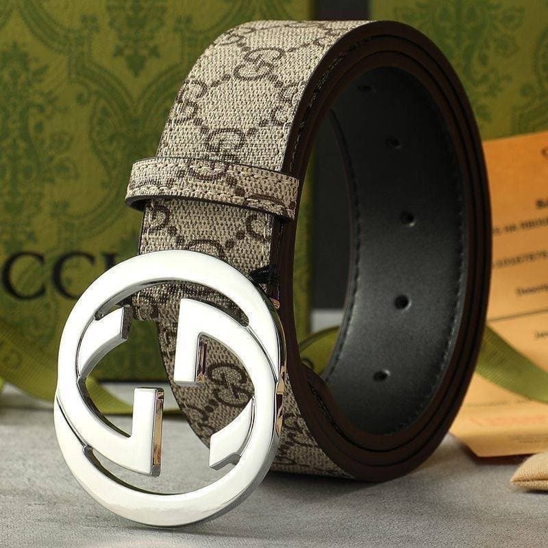 Ceinture en cuir à boucle double G classique pour homme, idéale pour les affaires et les déplacements, avec imprimé rétro et cuir de vachette r