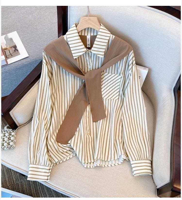 Women's Clothing loose lapel chic long sleeved top trend
