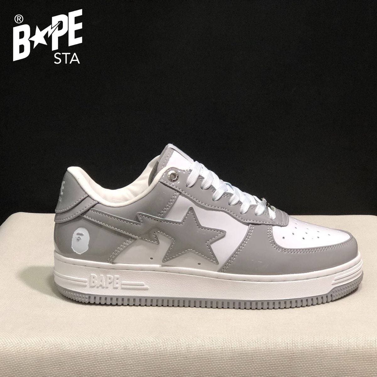 A BATHING-APE Classic Marvel-Lacquer Leather Splicing Fashion Board Shoes Air Force No.1 Board Shoes Unisex