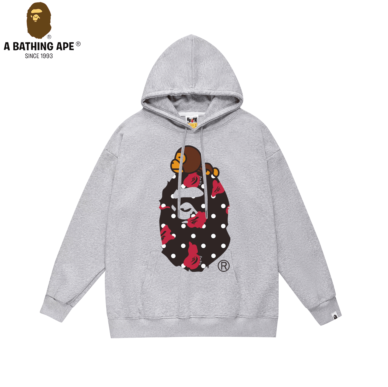 A Bathing APE BAPE-BAPE Cartoon Ape Head Polka Dot Print Hooded Sweatshirt For Both Men And Women