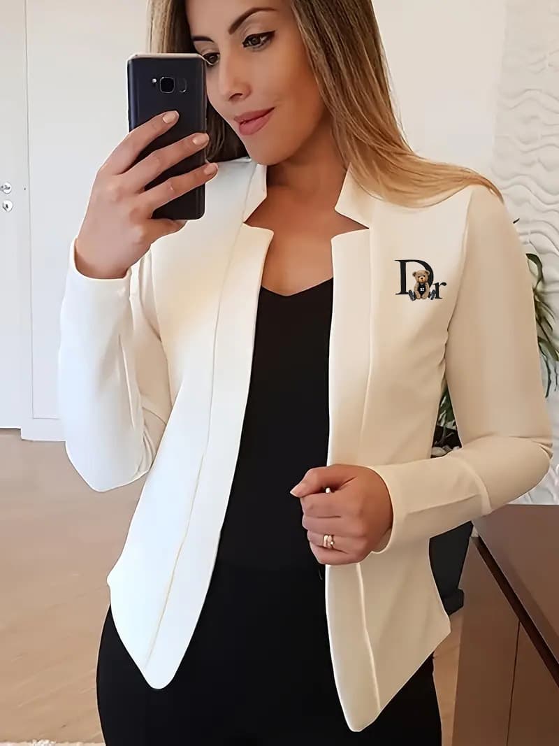 ​​Women's Tailored Blazer - Slim-Fit Long Sleeve Button-Up Jacket With Notched Lapel For Professional Elegance​​-3
