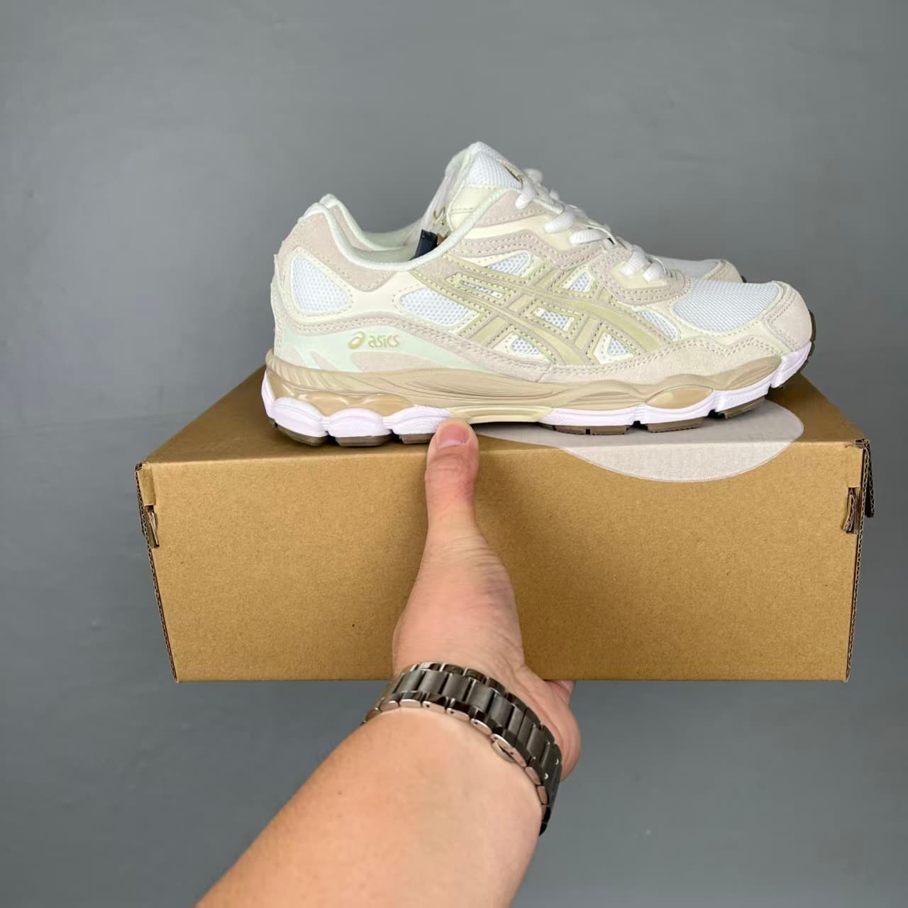 GEL_NYC Pure Original Nouveau Style Chaussures de course basses bleues en maille patchwork résistante à l'usure, respirantes et amortissantes.