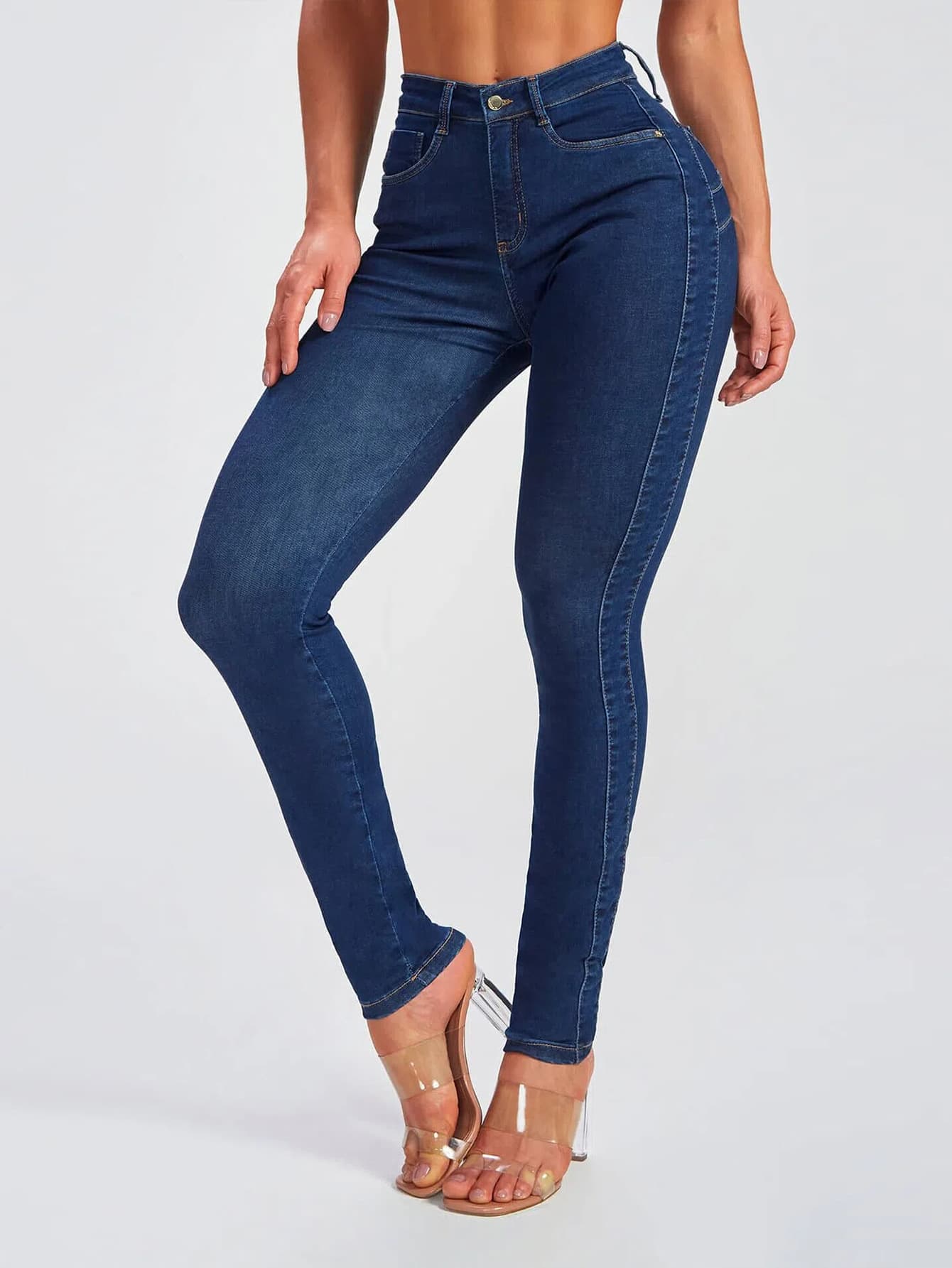 Women's Clothing Slim Fitting Small Leg Pants Stretch High Waist Jeans Women's Trousers
