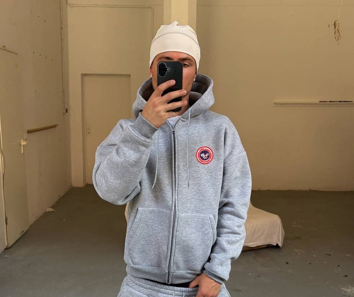 Chemise à capuche à manches longues délavée style rétro américain, pantalon ample et décontracté, costume pull japonais à la mode