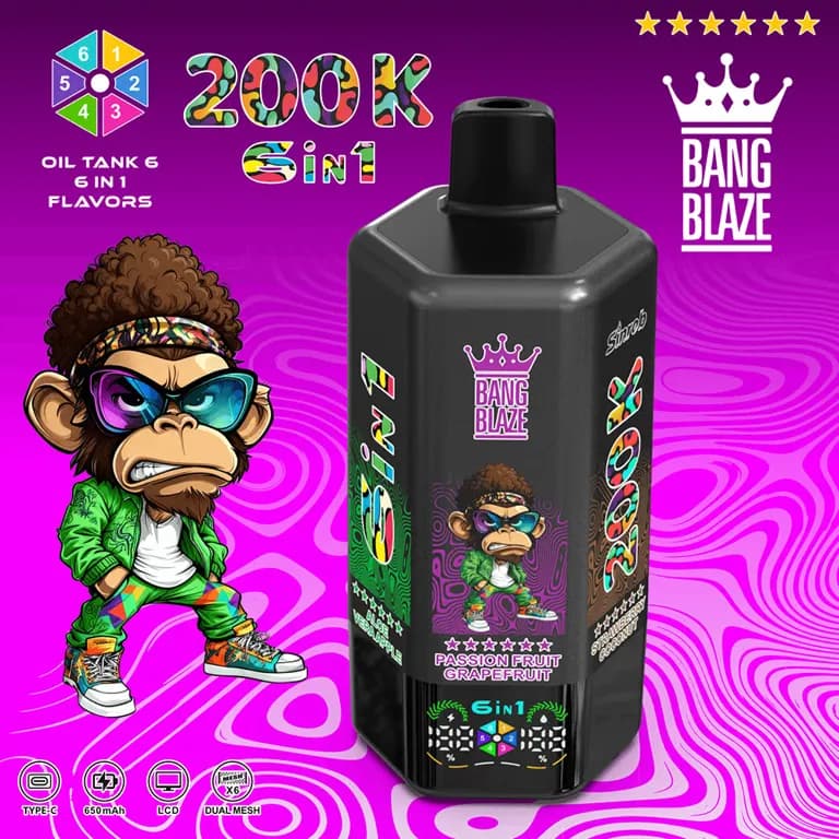 Bang Blaze 200K Vape jetable 6 en 1 | 200 000 bouffées | Dispositif multi-saveurs