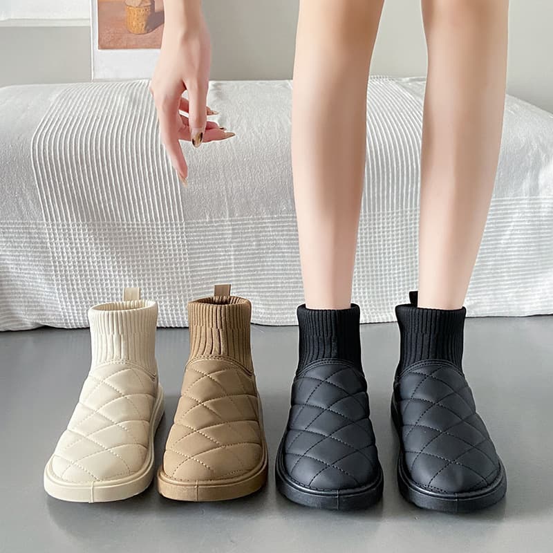 Women's Winter Snow Boots With Faux Fur Lining, Slip-On Round Toe Casual Shoes, Waterproof Synthetic Leather Upper, Non-Slip Rubber Sole