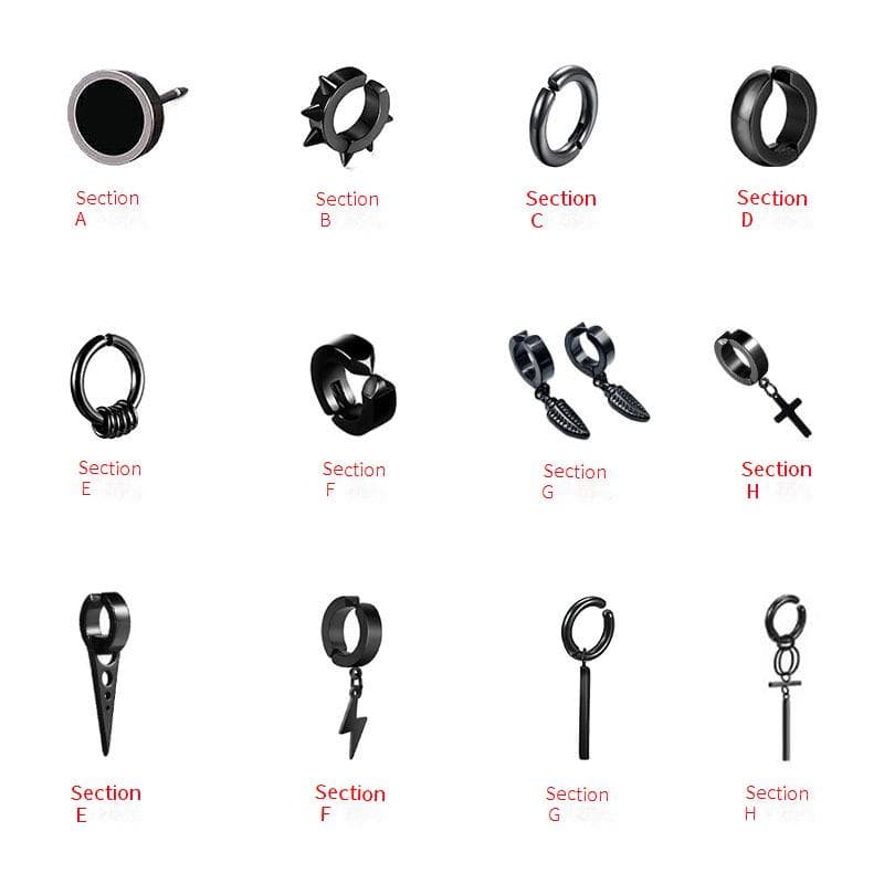 Stud Earrings Fashion Titanium Steel Earrings For Men, Simple And Versatile, Female Mixed Set, Ear Clip Jewelry Accessories