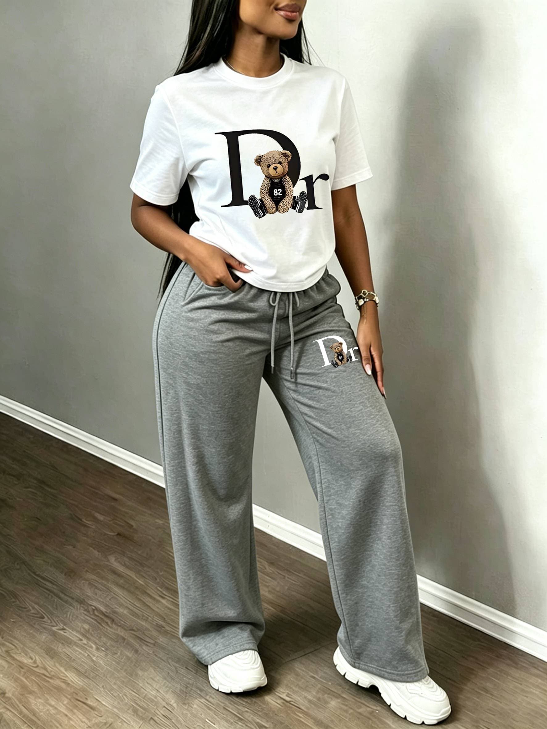 summer One-piece Collared Tube Top Pleated Gradient Casual Trousers Suit Two-piece Set