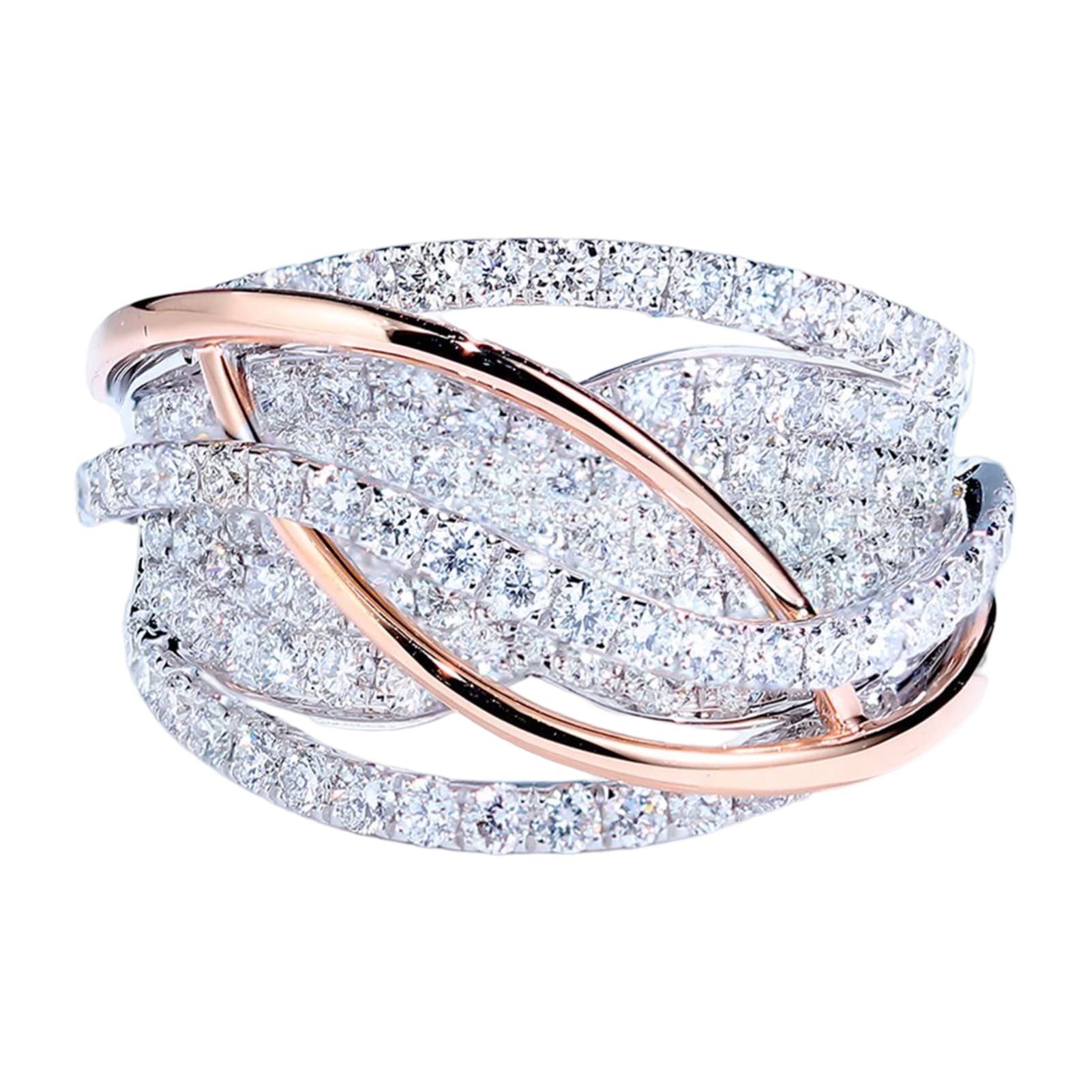 Yamaler Women Ring Contrast Color Sparking Twisted Rhinestone Inlaid Wedding Ring Female Jewelry