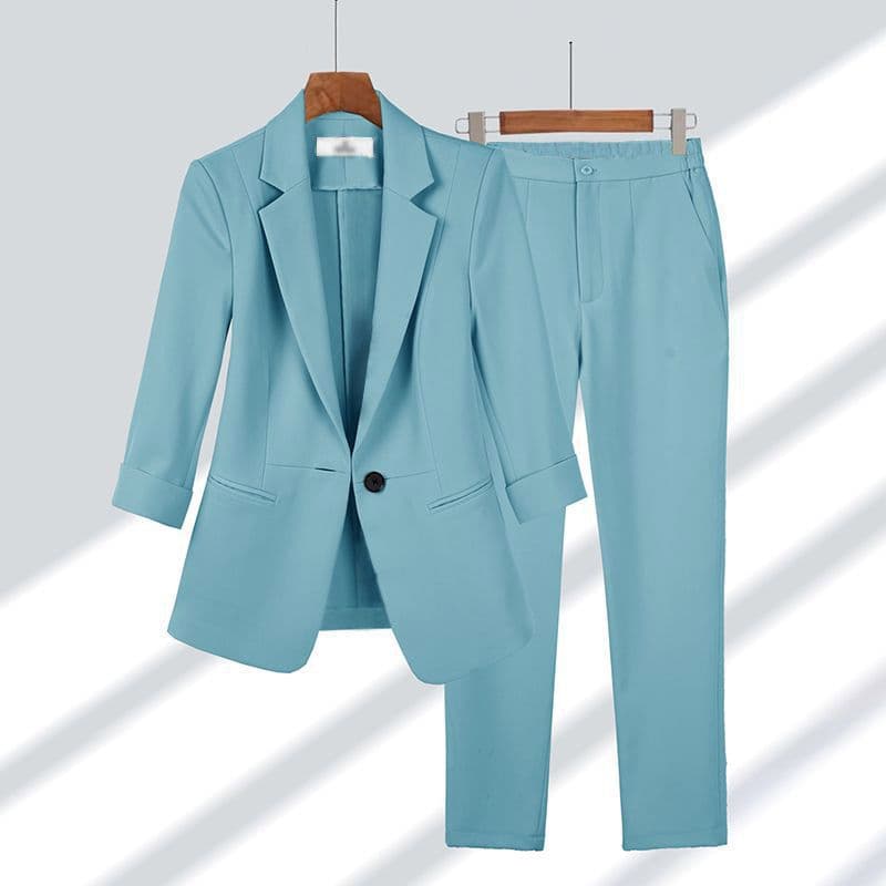 Girl Professional For Women 2025 Spring Summer New Simple Solid Color Plus Size Blazer Elegant Slim Fit Two-Piece Suit