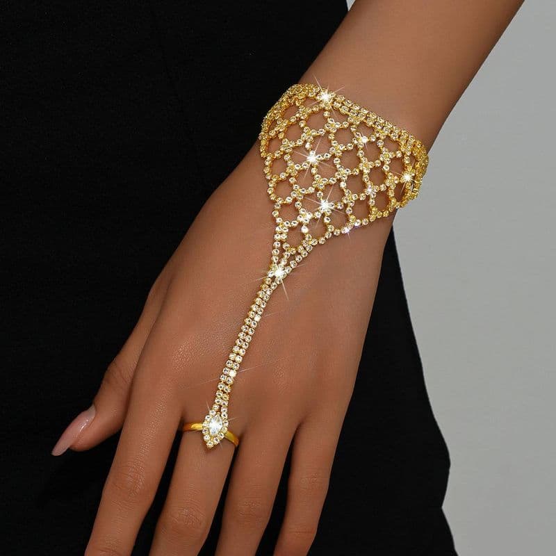 Fashion Personalized Mesh Water Chain With Finger Back, Trendy Style Full Dia Accessories