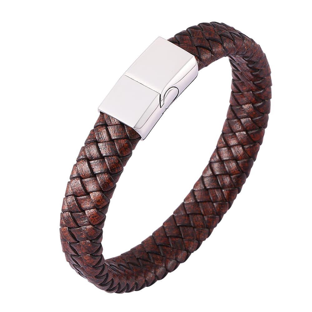 Men's Jewelry Retro Simple Frosted Brown Braided Leather Bracelet Personality Trend All Match Men And Women Jewelry Bracelet