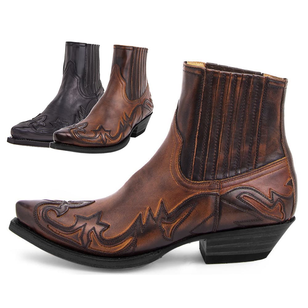 Unisex Brushed Color Pointed High Heel Western Cowboy Boots Mid Calf Women's Shoes