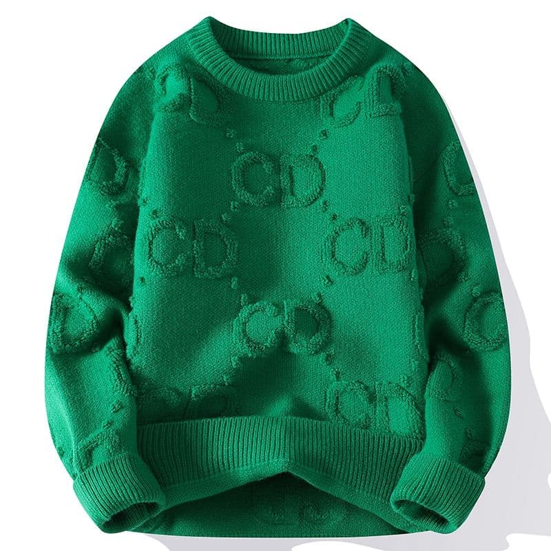 Pull à col rond personnalisé pour homme, idéal pour l'automne et l'hiver. Nouveau modèle à motif torsadé. Coupe ample et tendance.
