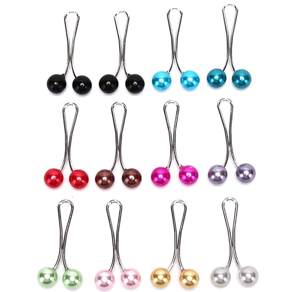 12pcs/set Pearl Clip Headscarf Clip Scarf Buckle Pearl Silk Scarf Clip Scarf Clip Ladies Headscarf Pin Brooch Neck Clip