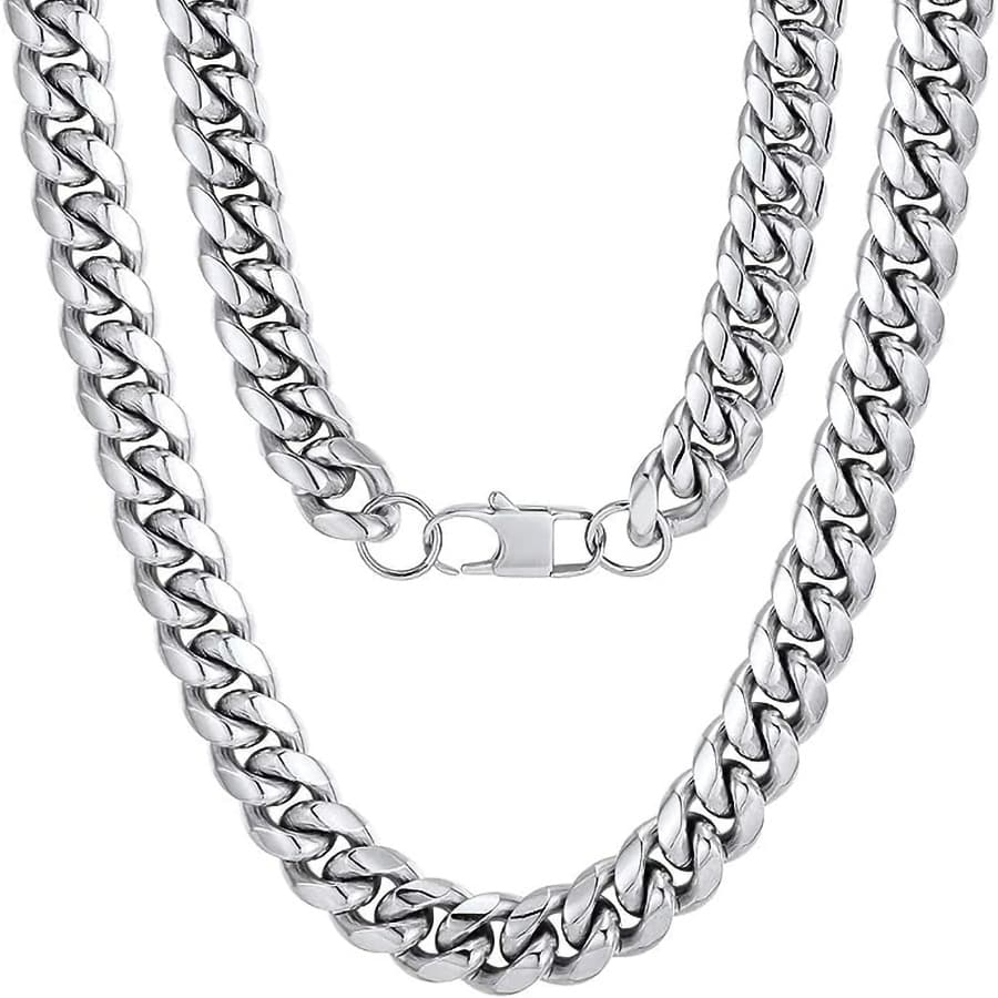 6/8/10/12mm Stainless Encrypted Round Polished Cuban Smooth Chain Denim Buckle Titanium Steel Necklace