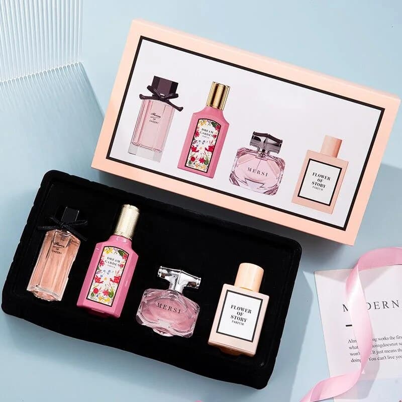 2024 New Perfume Women's Four Piece Set Floral Blossom Gift Box Fragrance Fresh and Lasting Fragrance