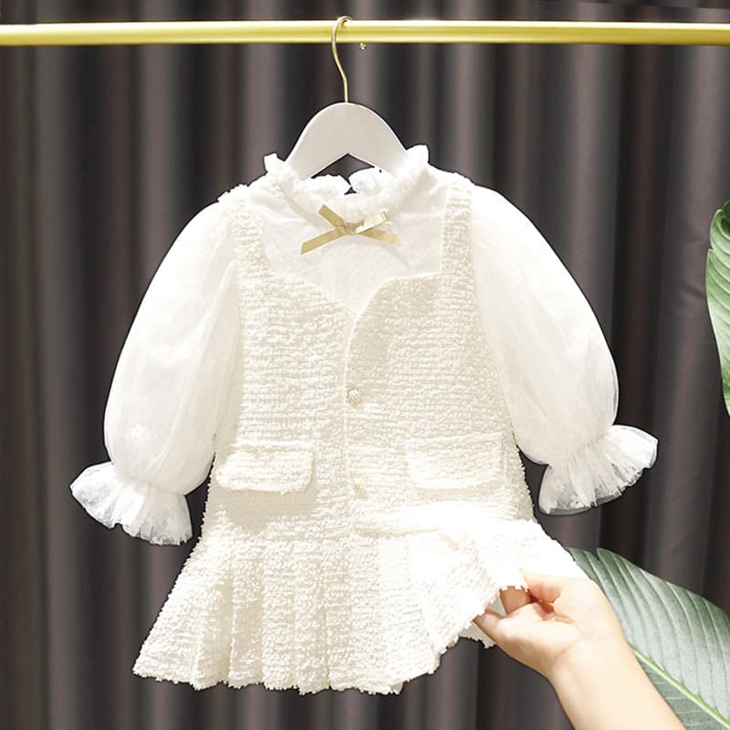 Mother&Kids Baby girls 1-7 years old fake two dresses Girl girls Girl Girl little fragrant wind princess dress