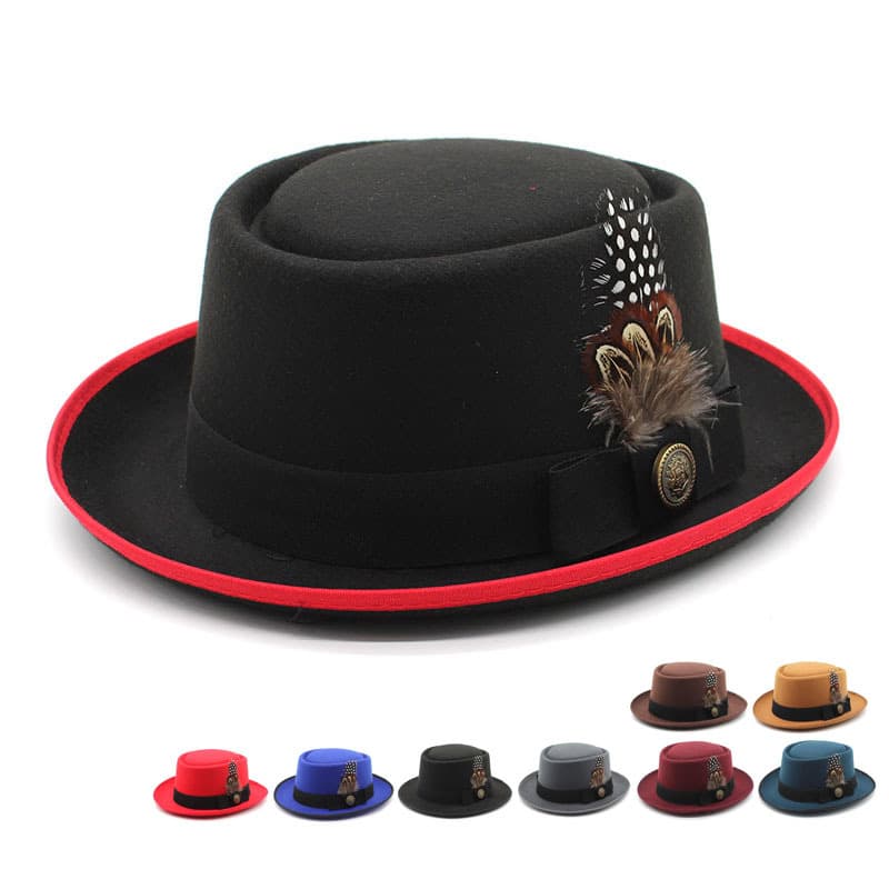 Spring And Autumn Felt Small Brim Round Top Hard Men's Fashion Versatile British Style Street Dance Jazz Hat Women