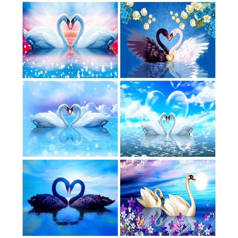 PhotoCustom 5d Diy Diamond Painting Beautiful Swan Animal Landscape Diamond Embroidery Mosaic Unique Gift