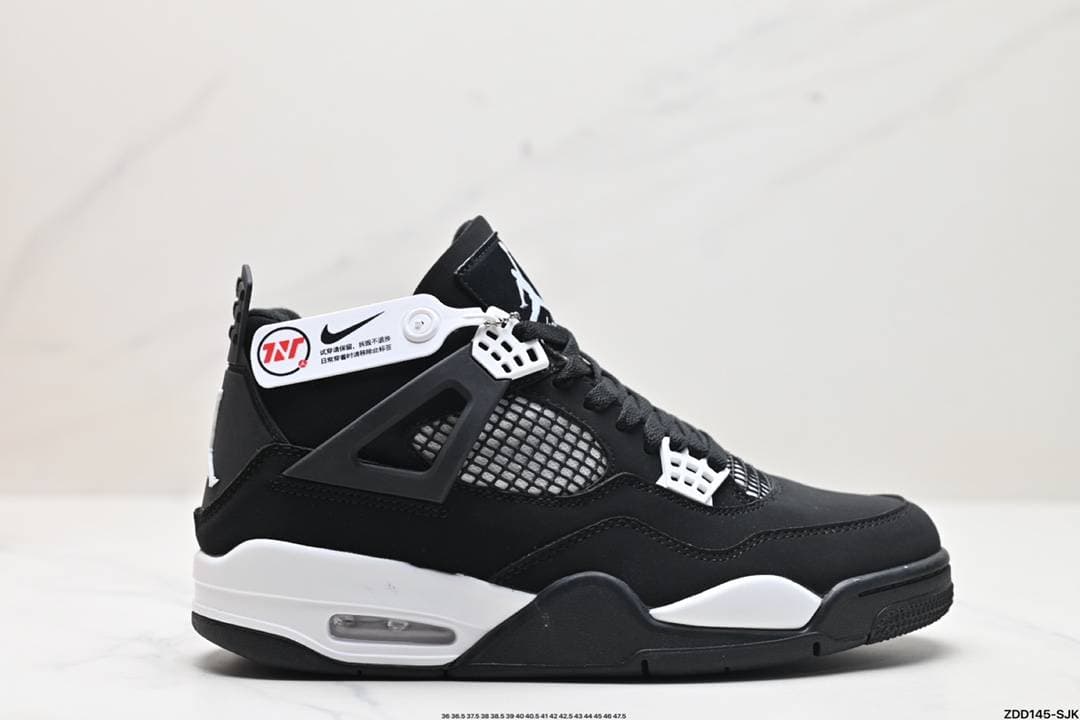 AirJordan4 AJ4 Chaussures de basket-ball rétro mi-hautes Thunder God noires et blanches FQ8138-001