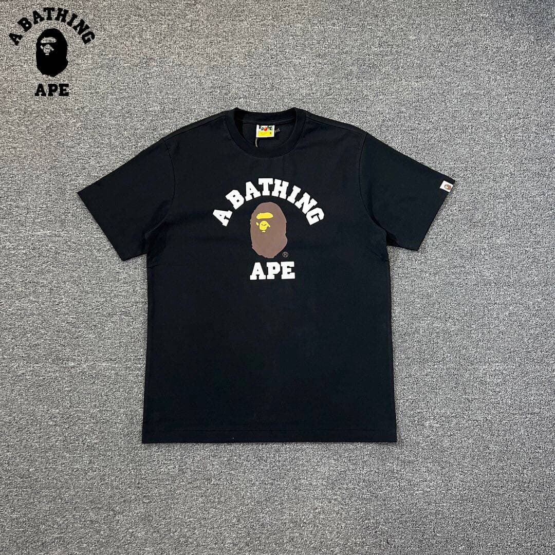 A BATHING APE BAPE-Ape Man Small Head Classic Letter Printed Short Sleeved T-shirt Made Of Pure Cotton Fabric