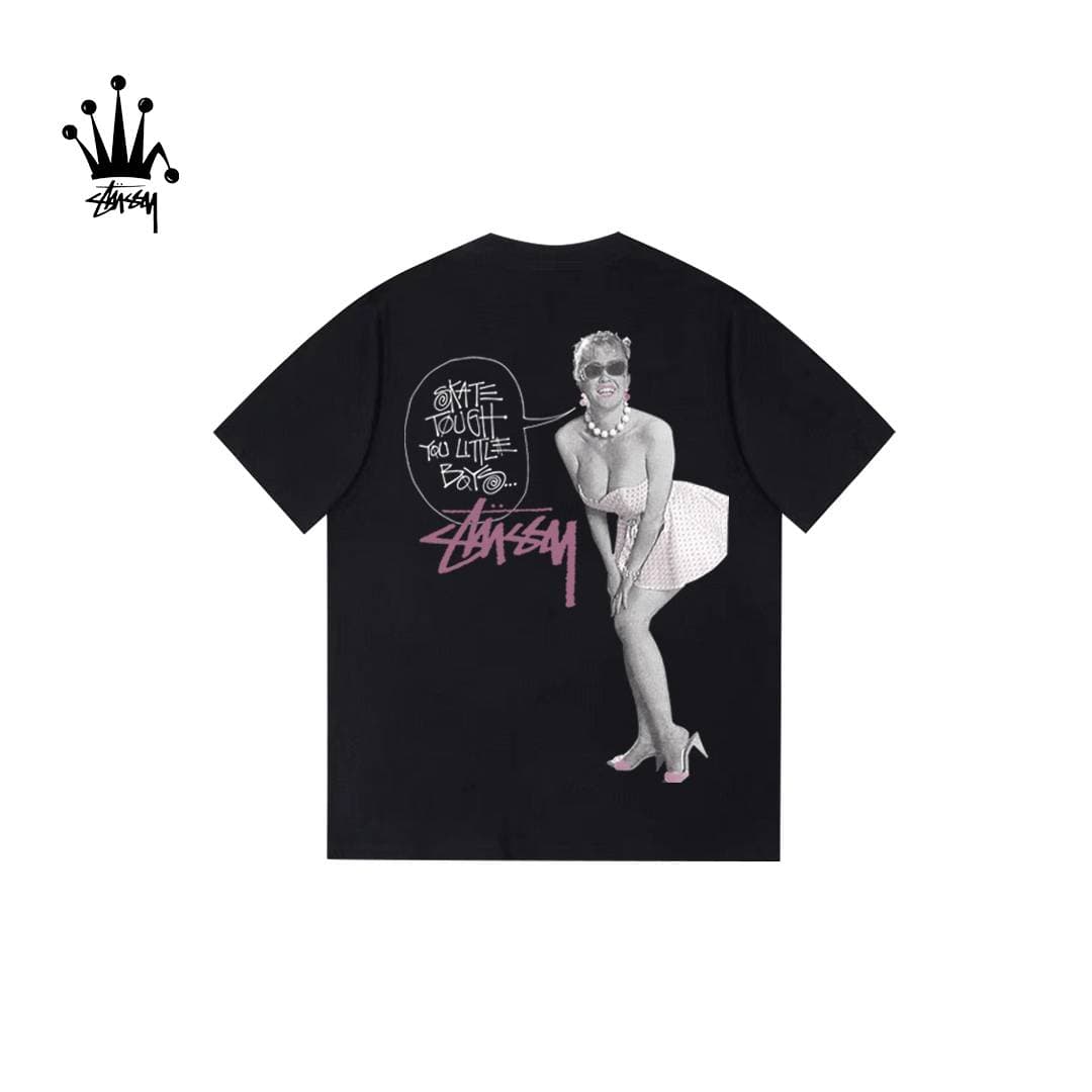 Stussy Marilyn Monroe Pattern Printed Cotton Short Sleeved T-shirt